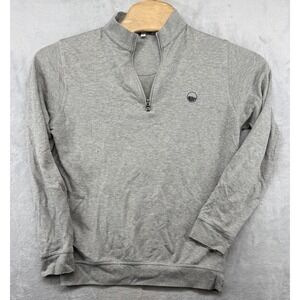 Peter Millar Crown Soft Cotton Blend 1/4 Zip Long Sleeve Shirt Gray Men's S